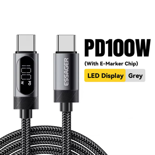 Cablu Type C Essager SUPER Fast-Charging™ 100W cu Afișaj Digital