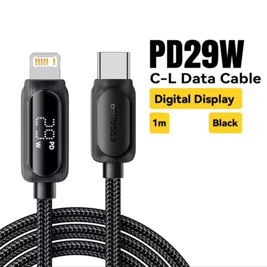 Cablu iPhone Essager SUPER Fast-Charging™ 29W cu Afișaj Digital